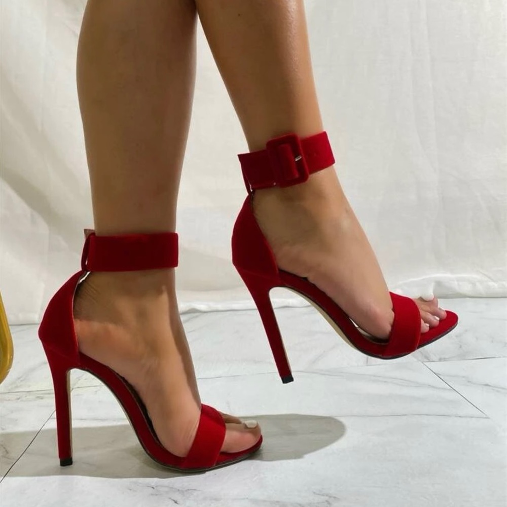 Red suede heels